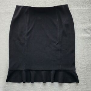 Joseph Ribkoff Ruffle Hem Skirt Womens 6 Black Pencil Flounce Office Corporate